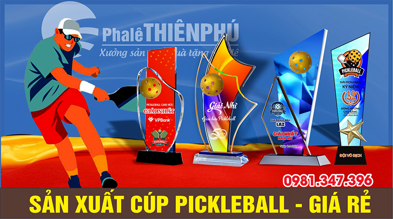Tổng hợp các mẫu cúp giải pickleball độc đáo