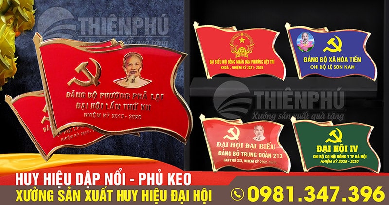 huy hiệu đại hội đảng dập nổi