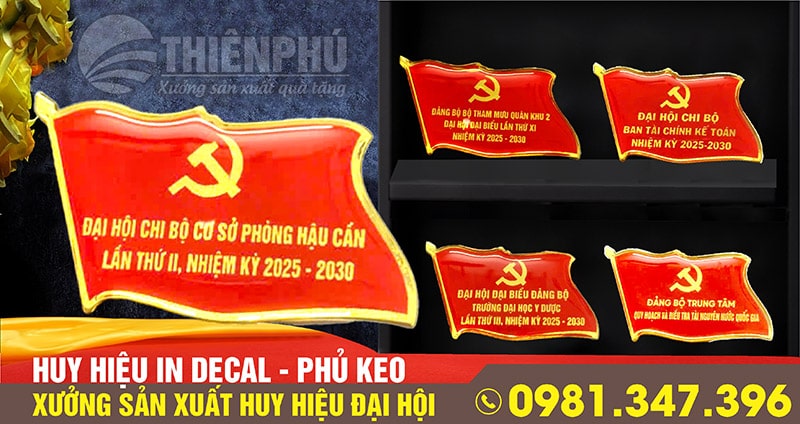Huy hiệu đại hội đảng in decal 
