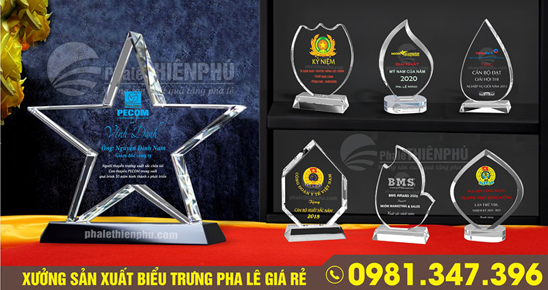 Mẫu kỷ niệm chương pha lê ngôi sao in trực tiếp