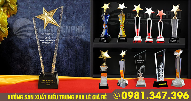 Mẫu kỷ niệm chương pha lê hình ngôi sao