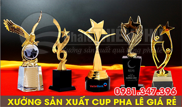 cúp pha lê đồng vàng