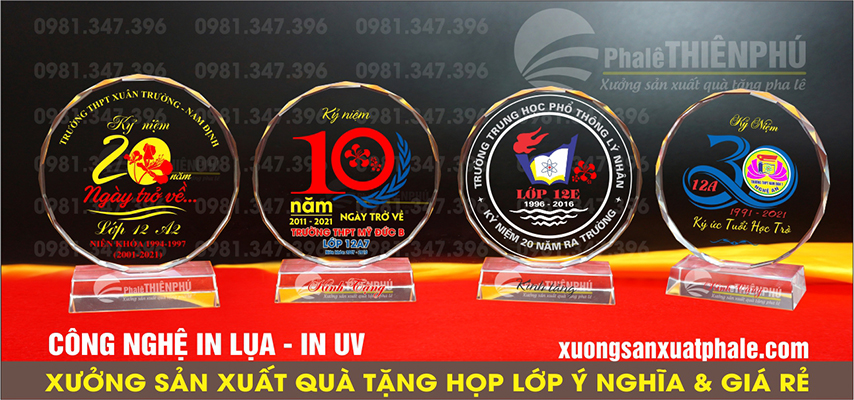 Mẫu kỷ niệm chương họp lớp hình tròn in uv