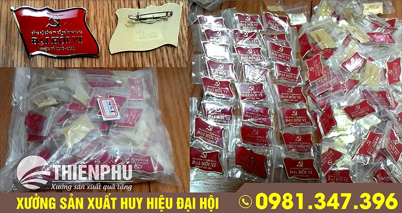 Sản xuât huy hiệu đại hội đảng dập nổi độ nét cao