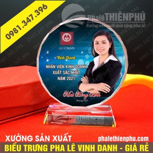 Biểu trưng pha lê vinh danh hình mặt tròn